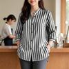 ZANZEA Camicetta a righe con maniche a 3/4 e colletto alto casual da donna
