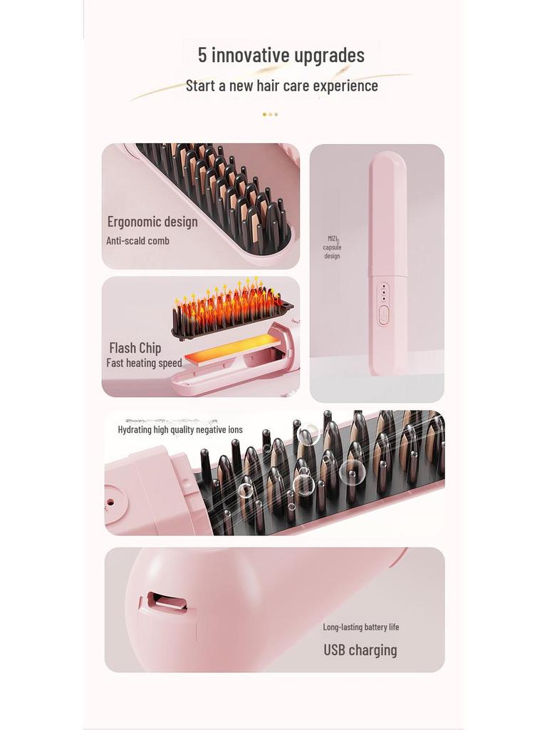 Wireless Dual-Purpose Hair Straightener & Curler - Long-Lasting, Damage-Free Styling for Women
