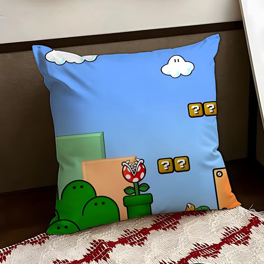 SSuper Cute Style MMarioS Cushion Cover Reversible Soft Durable Pillow Cover Home  Car MultiScene Use for Daily Comfort