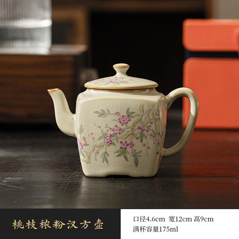 Beige Ru Kiln Xishi Teapot Teacup Kung Fu Tea Set Single Pot Home Ceramic Tea Maker Tea Pot