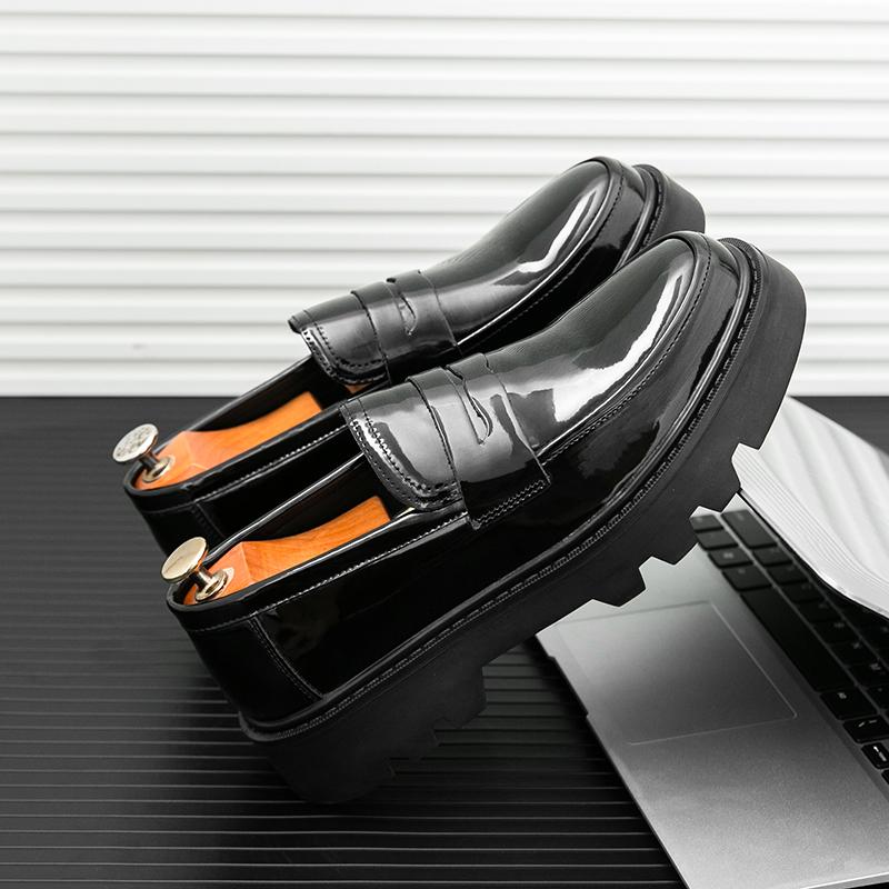 Dress Shoes Men Black PU Thick Sole Wear-resistant Casual Business Loafers European Social Shoes Size 38-45 Men Shoes