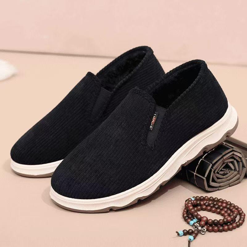 Autumn and winter cloth shoes men's velvet soft-soled shoes casual and warm dad cotton shoes
