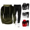 2 Pcs/set Men Hoodie Suit Splash-ink Print Drawstring Casual Sweat Absorption Long Sleeve Men Tracksuits for Daily Wear