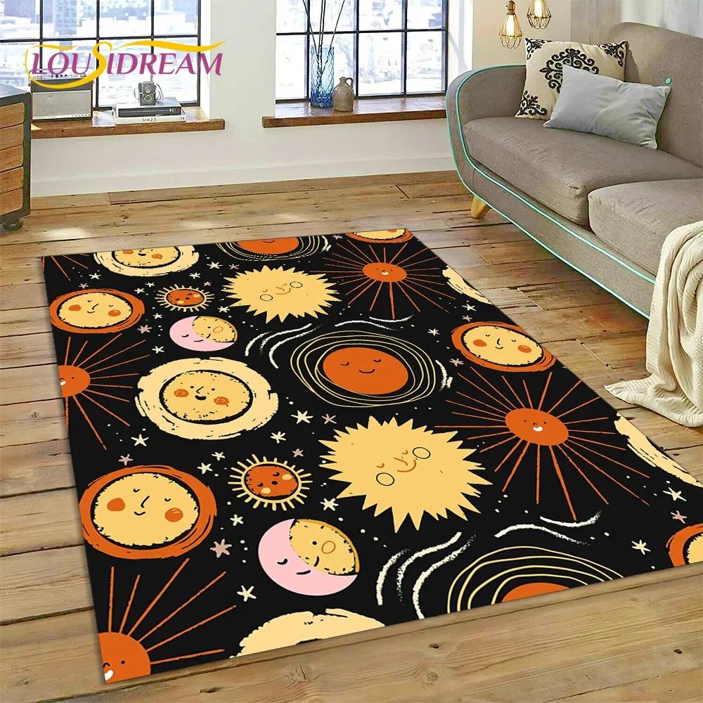 Mystic Tarot Sun Moon Mandala Area Rug – Spiritual Art Carpet for Bedroom or Living Room – Non-Slip Magic Floor Mat, Home Decor