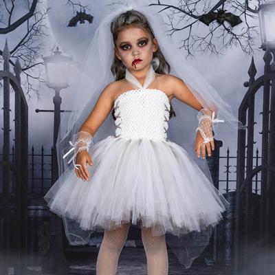 (4-5 Anni) Halloween Bambina Ragazza Vestiti Sposa Fantasma Costume Cosplay Outfit Festa Travestimento