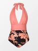 Halterneck Ruffled Backless One-Piece Swimsuit for Women