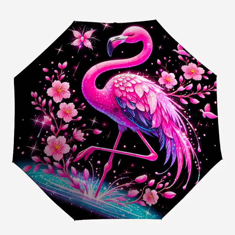 1pc Flamingo Fantasy Automatic Open/Close Umbrella, Portable Folding Umbrella for Travel, Themed Events059