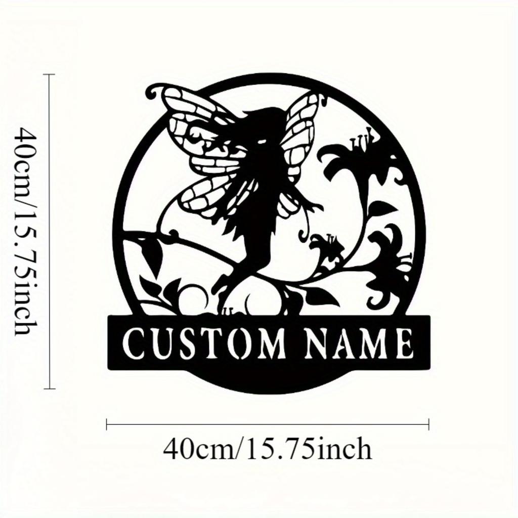 Customizable Fairy Metal Surname Sign 1pc Black Iron Art Hot Sale for Home Living Room Outdoor Patio Decor
