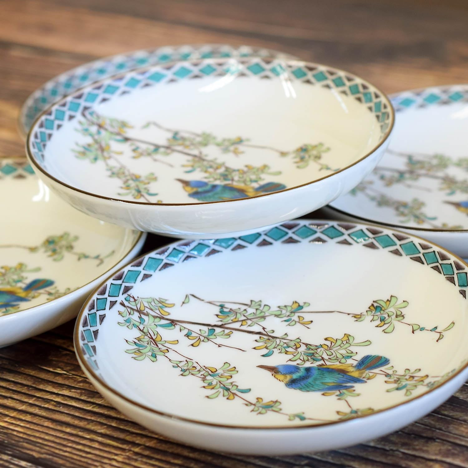 

Waza no Kura Plate Set, Stylish Kutani Ware Small Plates, Set of 5, Kingfisher Design, Ceramic, Japanese Tableware, Made in Japan