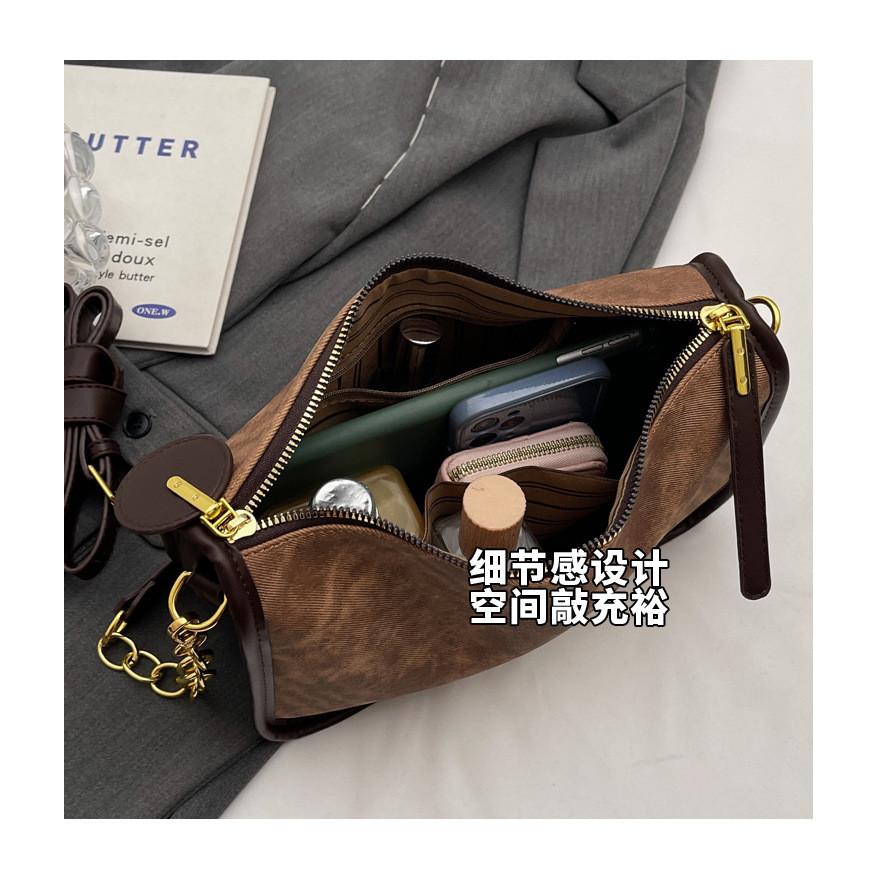 Ielgy Large-Capacity Bag Contrast Color Shoulder Messenger Bag Retro High-End Ladies Pillow Bag