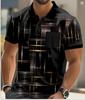 Stylish Men's Short Sleeve Polo Shirt, Geometric Pattern, Casual Essential