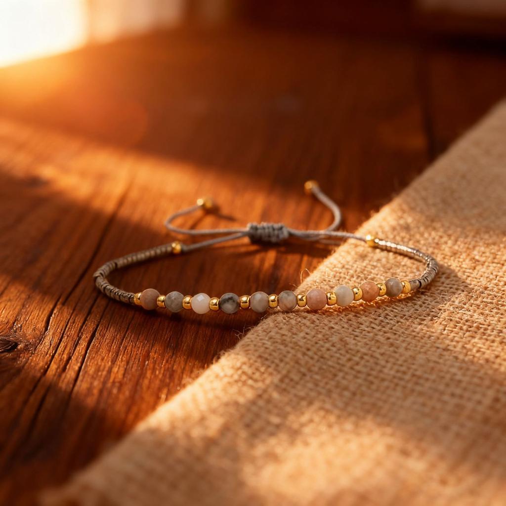 Bohemian colored rice bead bracelet women's ins wind niche faceted stone adjustable hand rope jewelry tide