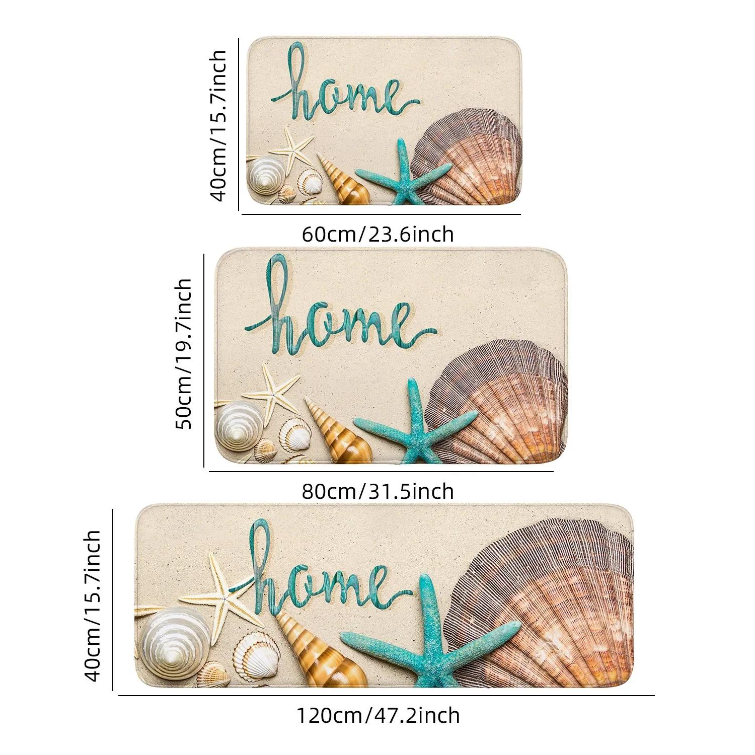 

1 piece of wave beach shell conch-themed door mat, easy to clean, stain resistant flannel floor mat, suitable for bathroom, li 1p40x60x1cm