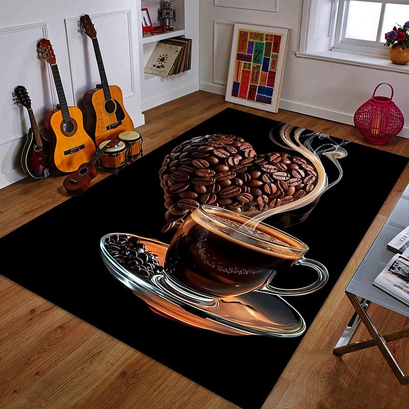 Heart-Shaped Coffee Beans Art Patterned carpet a non slip rug suitable for all seasons and any setting, gift