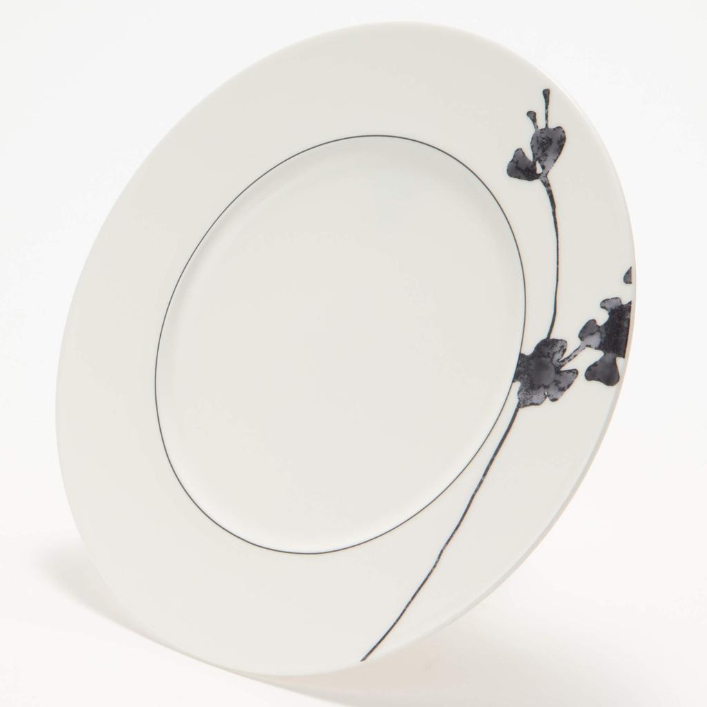 NARUMI Black Plant Print Plate, 21cm, Black, Plant Pattern, Stylish, Dessert Plate, Microwave Safe, Made In Japan, Product Number: 51230-5463