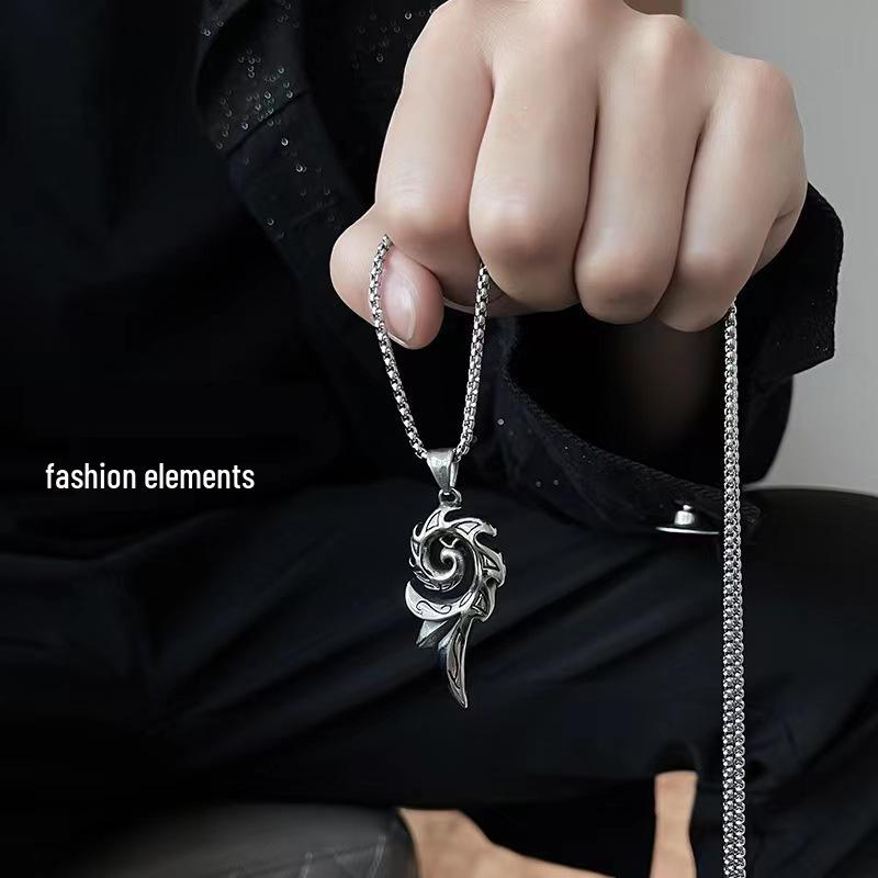 Korean Hip Hop Titanium Phoenix Flame Pendant Necklace - Unisex Punk Style.