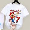 Super Marioes Bros Nummern 1-10 Bedruckte T-Shirts Anime Cartoon Süßes Kurzarm-Oberteil Jungen Mädchen Sommer Baumwolle Rundhals T-Shirt