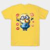 Asian Size Men Print T-shirt Minions Kiss No-Cut Heat Transfer Print Cotton Tshirt