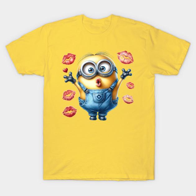 

Men Black Print T-shirt Minions Kiss No-Cut Transfer Paper Print Cotton Tshirt L жёлтый