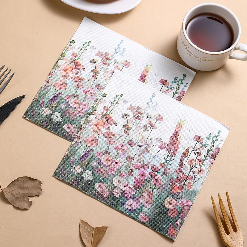 20Pcs/pack 33x33cm Flower Printed Paper Disposable Table Dinner Napkin Tissues Wedding Party Decoration