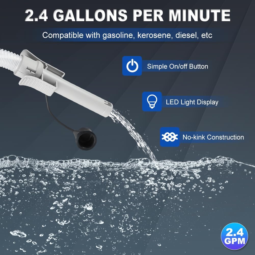 Portable Electric Fuel Transfer Pump Battery Powered Liquid Siphon Pump With Flexible Hose For Gas Cans No Batteries Included
