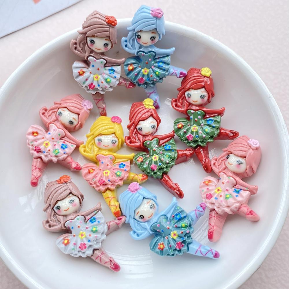 10 Pcs New Kawaii Resin Cartoon Ballet Girl Resin Scrapbook Diy Jewelry Children Gift Hairpin Accessorie