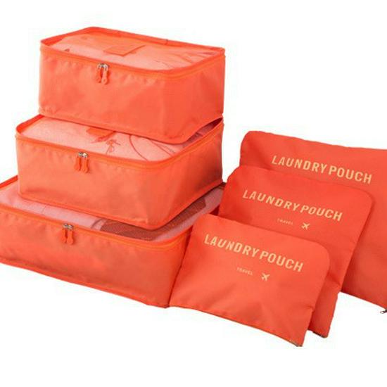 6-Piece Travel Toiletry & Clothing Storage Set with Document Bag