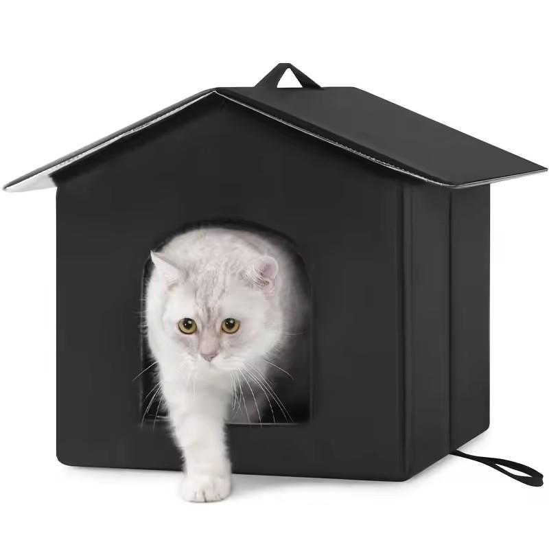 

Складной домик для кошек, летом можно положить пакет со льдом для охлаждения, зимой - теплый домик для кошек и собак, универсальные всесезонные уличные гнезда для бездомных кошек чёрный
