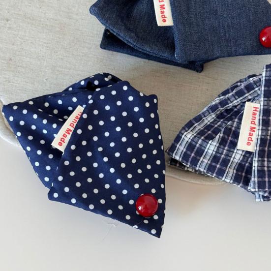 Hairpin Cloth Bowknot Decor Back Head Hair Clip with Dot Print Button Decoration Wide Tooth Strong Grip Hairpin Hair Accessories