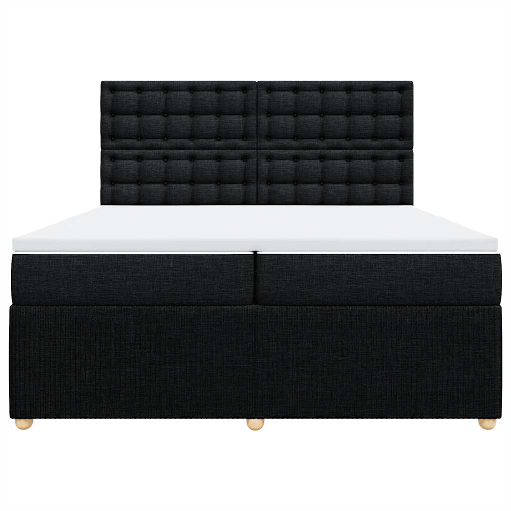 Box Spring Bed with Mattress Black 200x200 cm Fabric