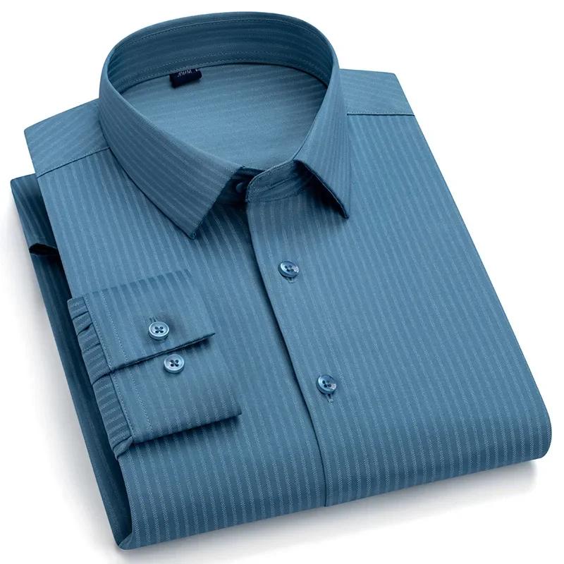 Iron Free Men’s Business Long Sleeve Shirts Microfiber  Elegant Office Formal Dress Shirt Casual Standard Male Workwear Shirts