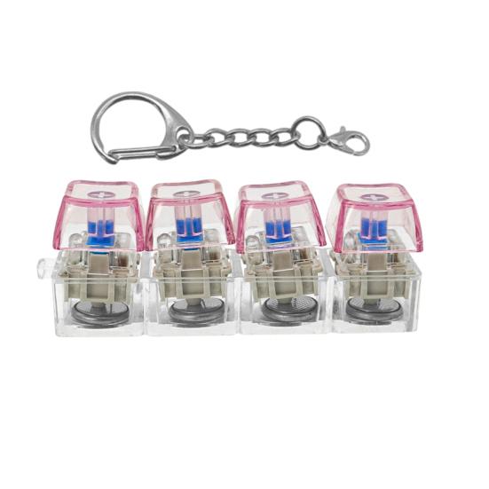 LED Light-up Keyboard Fidget Toy 4-in-1 Keyboard Decompression Button Finger Clicker Toy 4-Keys Fidget Keychain Stress Relief Desk Toy