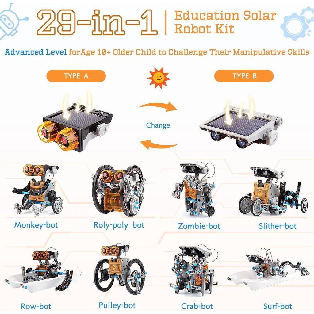 2024 DIY 29-in-1 Solar-Powered Self-Assembling Toy Car & Intelligent Robot Kit