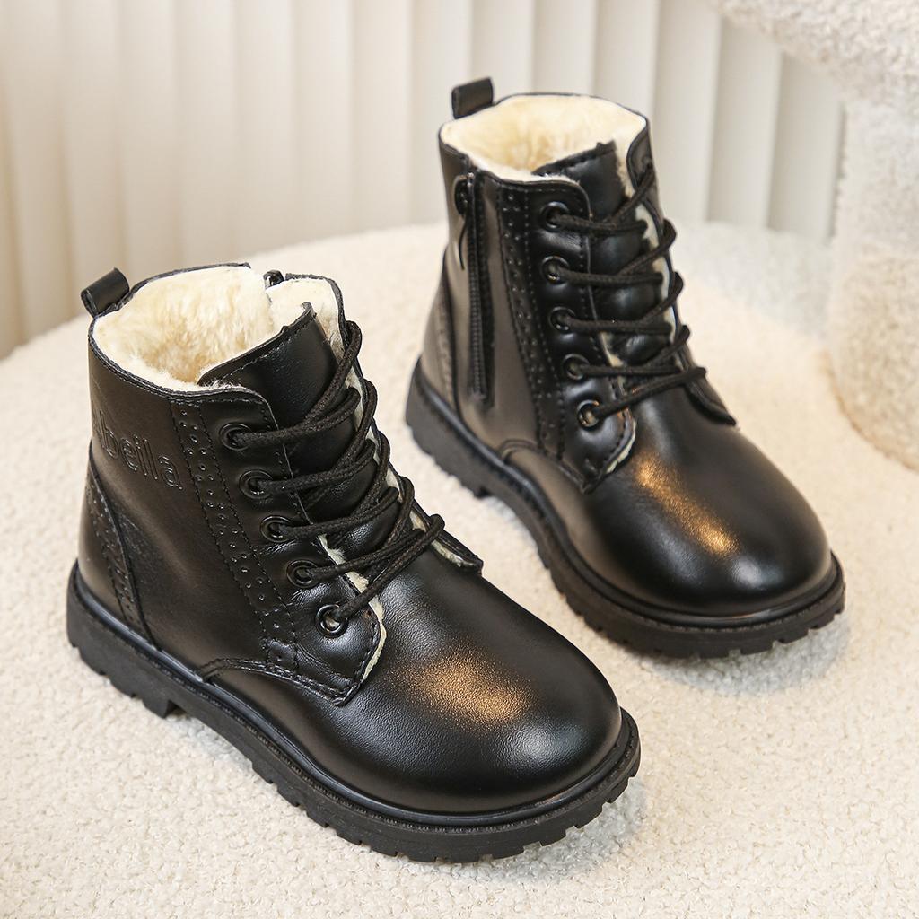 Boys shoes boots autumn and winter new children's leather shoes soft-soled girls Martin boots non-slip middle and older children's short boots