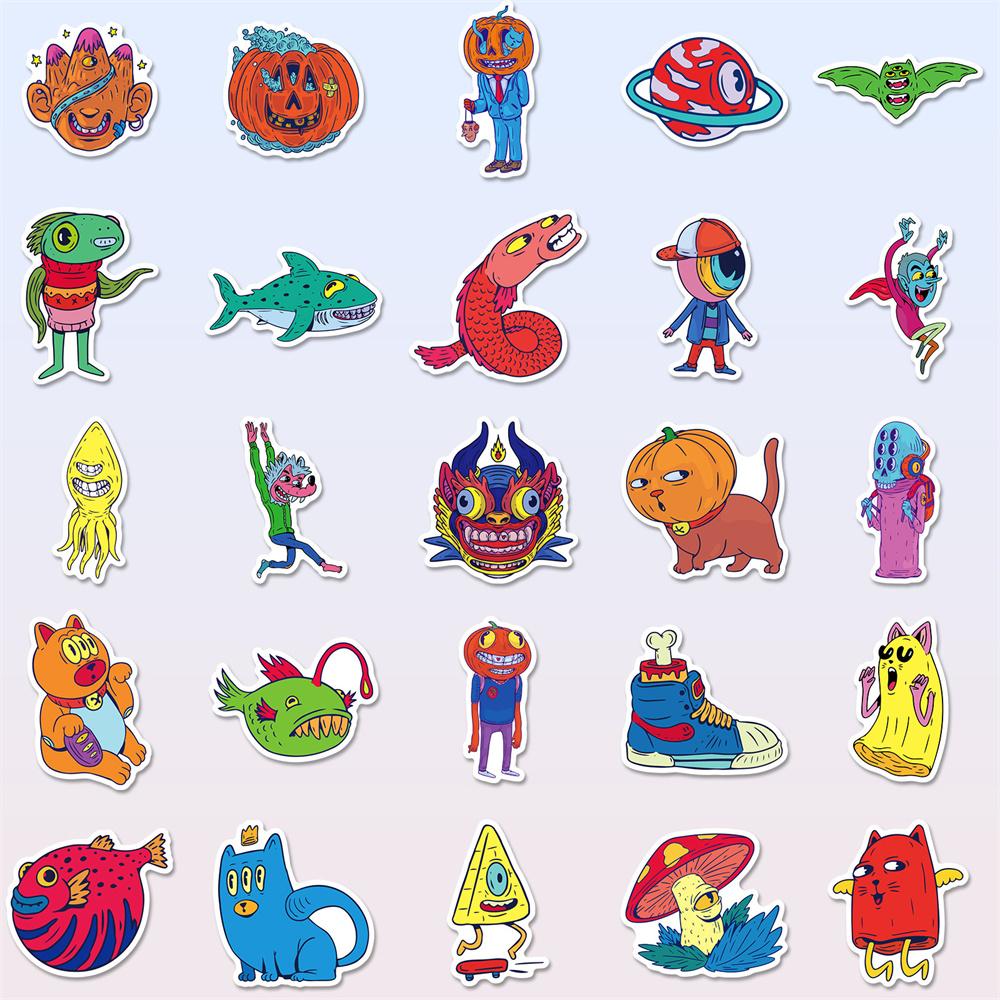 50Pcs Cartoon Cute Creative Little Eyes Monster Graffiti Waterproof Sticker Trendy Decoration Decal Children'S Toy