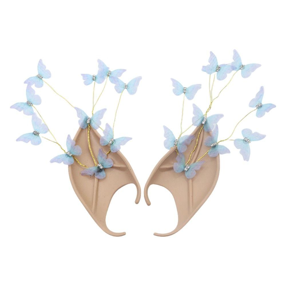 Cosplay Halloween Elf Ears Pearl Zinc Zinc Alloy Latex Ear Cuff Jewelry Soft Halloween False Ears Dress Up