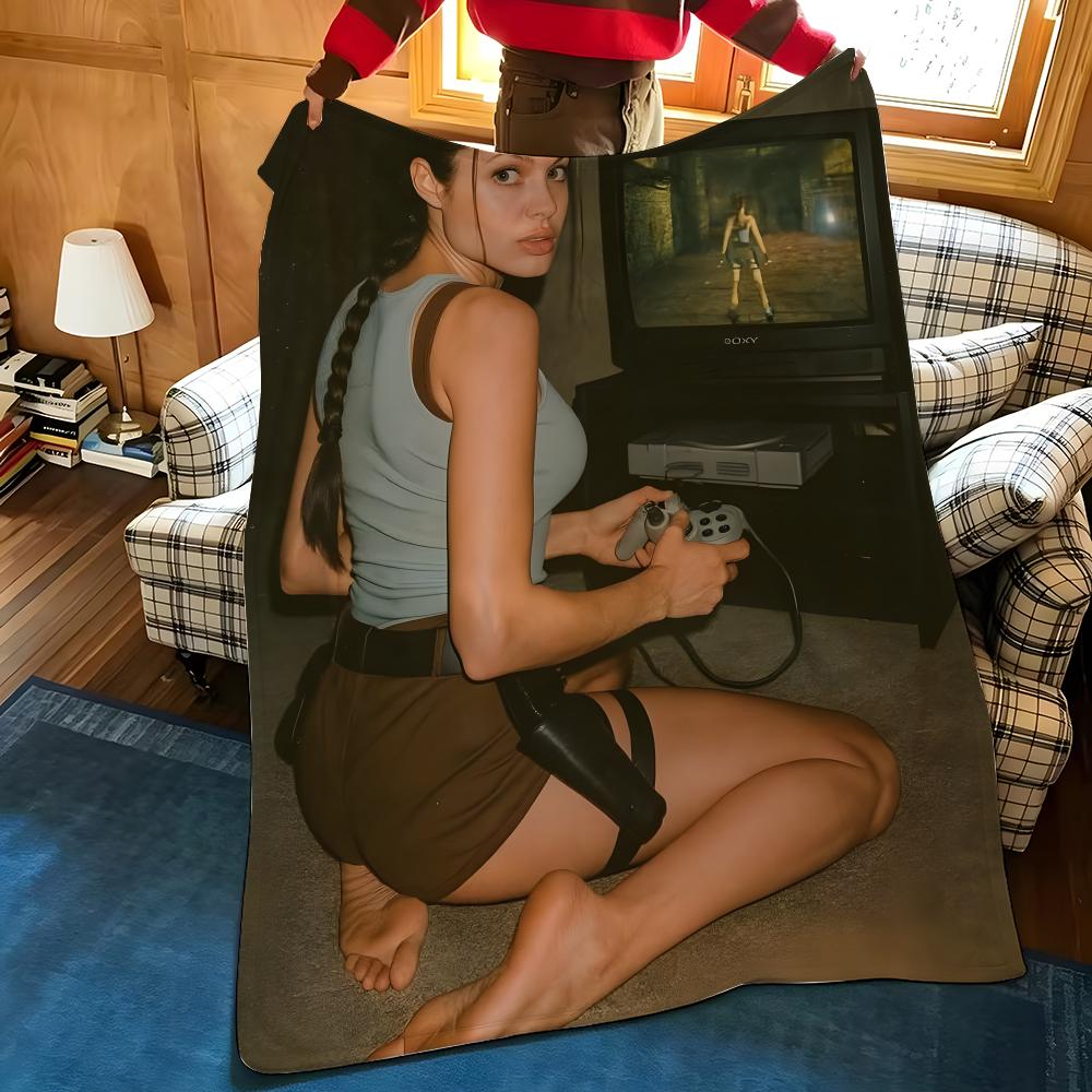 Celebrity A-Angelina J-Jolie Throw Flannel Blanket Suitable for Sofas Beds Offices Travel, Camping Chairs