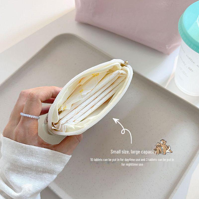Girls' Cute Canvas Menstrual Storage Bag - Portable Cartoon Design
