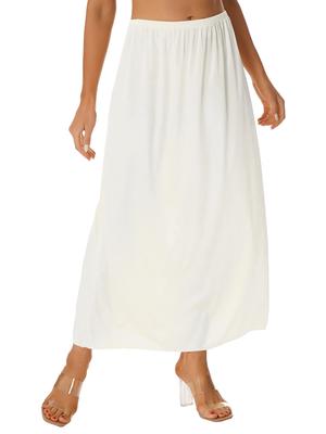 Womens Smooth Solid Color Underskirt Elastic Waistband Petticoat for Party Dress Skirt