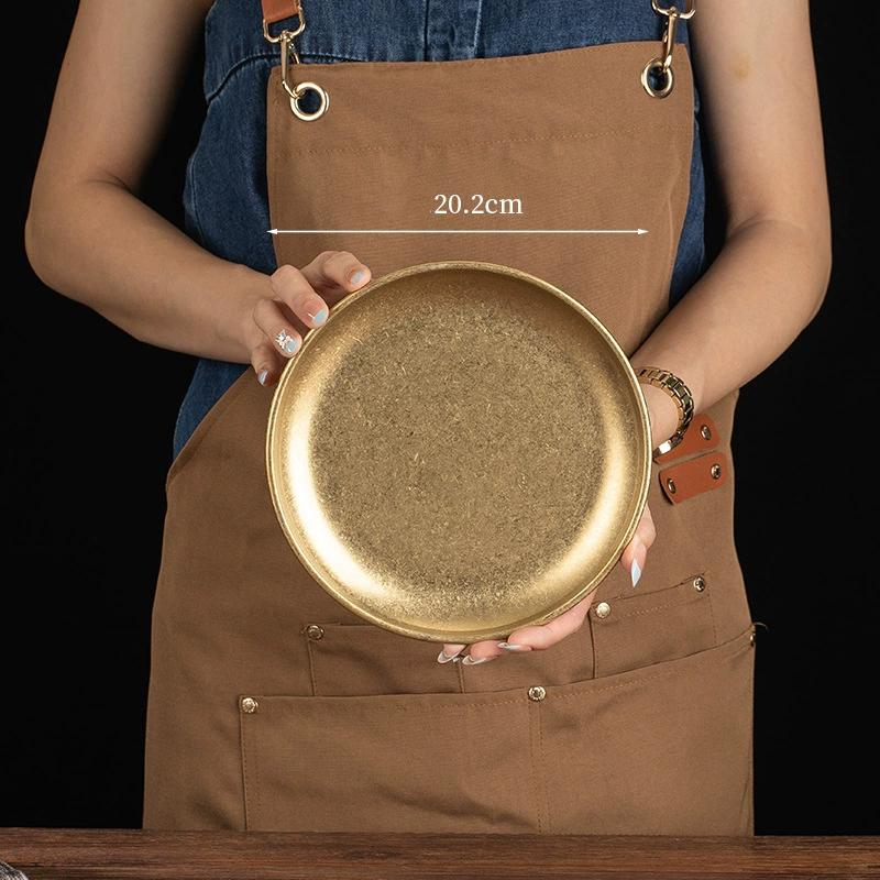 Vintage Korean Style Round Stainless Steel Plates Multi-Purpose Serving Trays Bone Dishes for Dessert Cake Coffee Tableware