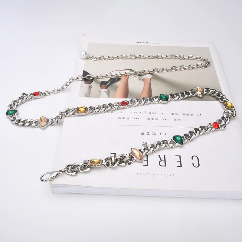 Diamond-in Waist Chain for Women European and American Metal Women's Fashionable Rhinestone Waist Decoration Fashionable Elegant Versatile Luxury