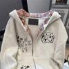 Oversized Hooded Sweatshirt With Letter Print Unisex Vintage Plaid Streetwear Long Sleeve Top