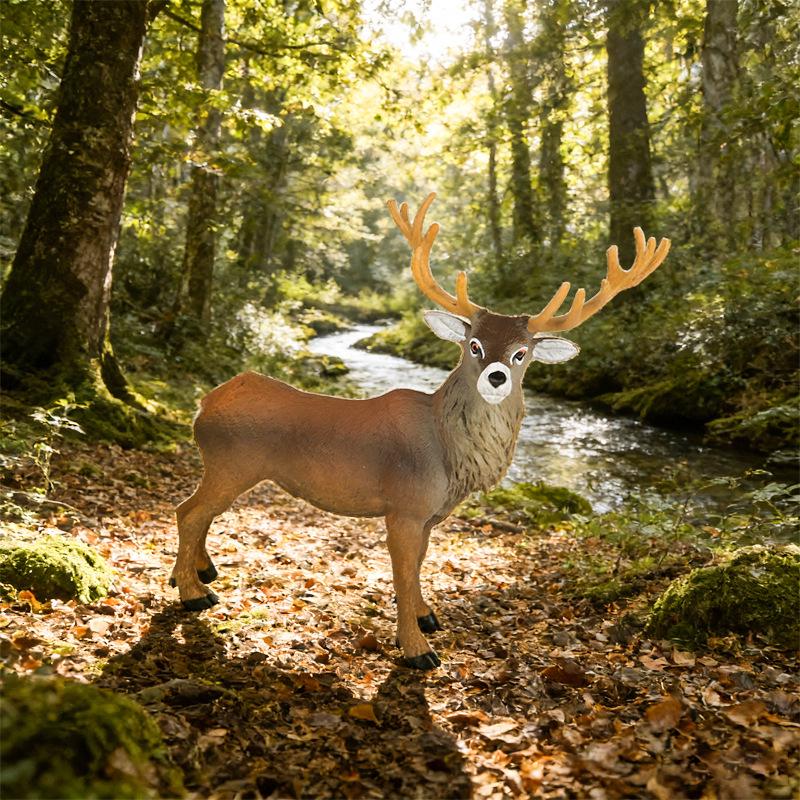 Realistic Christmas Elk Reindeer Ornament - Horse & Deer Antlers Animal Toy Gift
