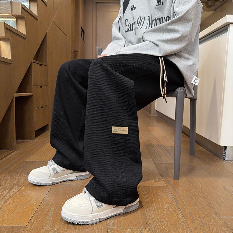 Velcro Pants for Men, Winter and Spring New Men's Sweatpants, Straight-leg Wide-leg Pants, Sports Casual Pants