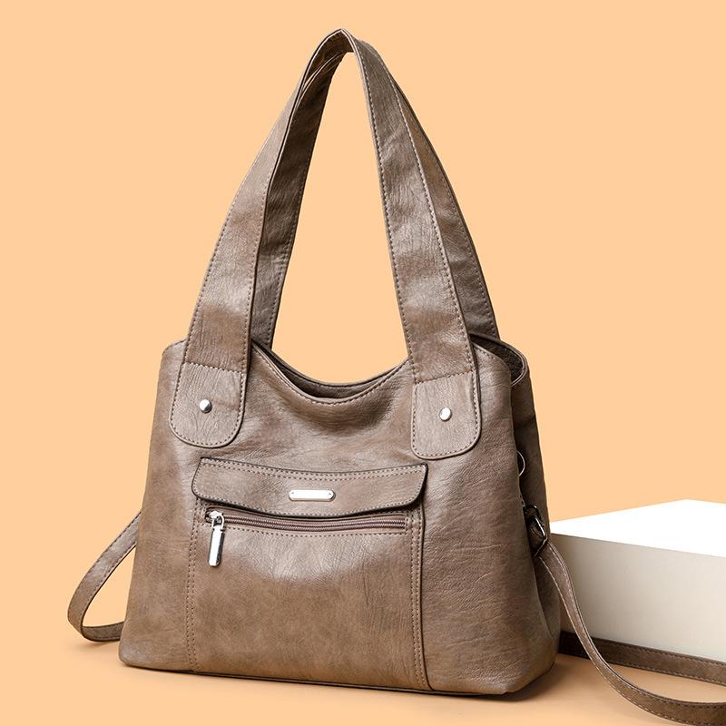 Τσάντα Χειρός Μεγάλης Χωρητικότητας από Μαλακό Δέρμα Μοντέρνα Casual Τσάντα Ώμου για Κυρίες Τσάντα Τότε