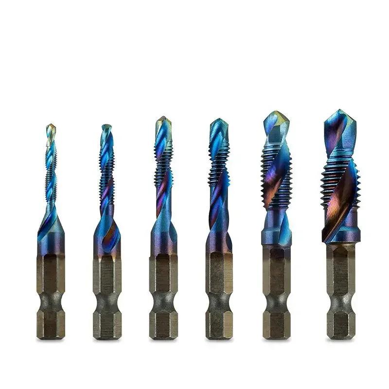 M3 M4 M5 M6 M8 M10 Hand Tools Hex Shank Titanium Plated HSS Screw Thread Metric Tap Drill Bits Screw Machine Compound Tap
