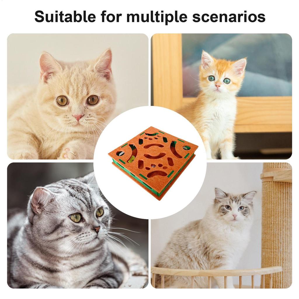 Cat Scratch Puzzle Box Interactive Claw Trimmer With Bell Ball Felt Cat Scratch Puzzle For Kitten Dog Small Medium Large Breed