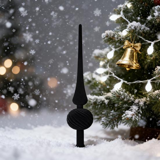 Christmas Tree Topper 11 Inches Velvet Flocked Gourd Tree Topper Colorful Spiral Christmas Tree Decoration Festive Atmosphere Ornament