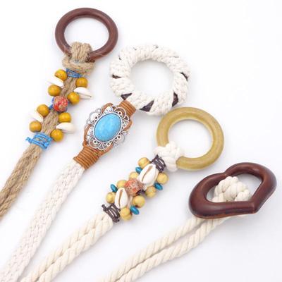 Women's Retro Braided Belt - Ring Knotted, Waist-Tightening Cotton & Linen Rope for Dresses & Shirts