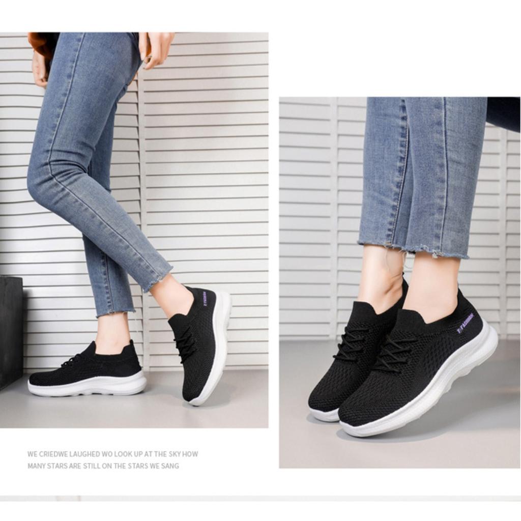 Dámské boty na volný čas, nízké tenisky z prodyšné síťoviny s měkkým podpatkem, volné boty s tkanou podrážkou, boty Tide